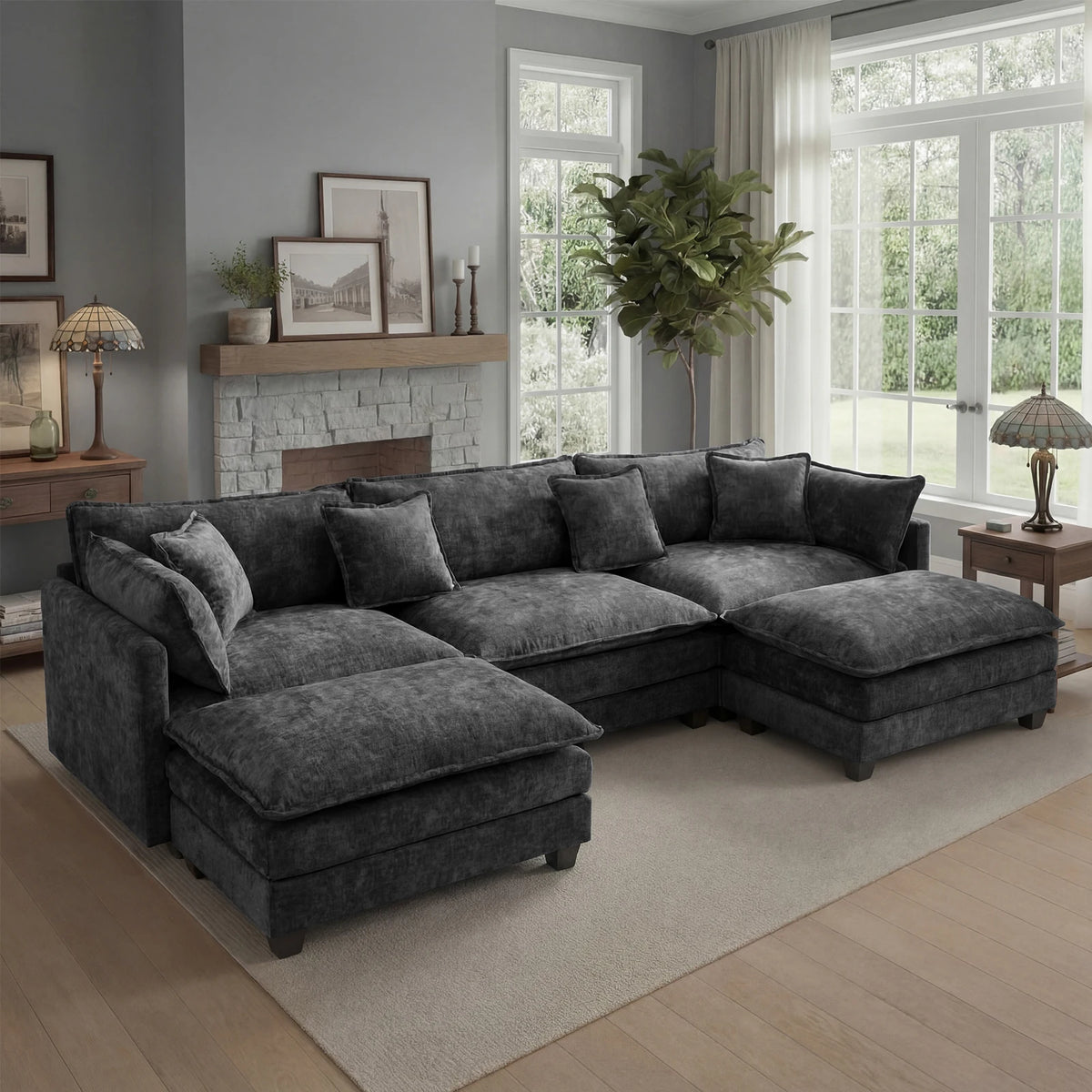 Redlife Modular Sectional Sofa With Ottoman Deep Seat Cloud Couch